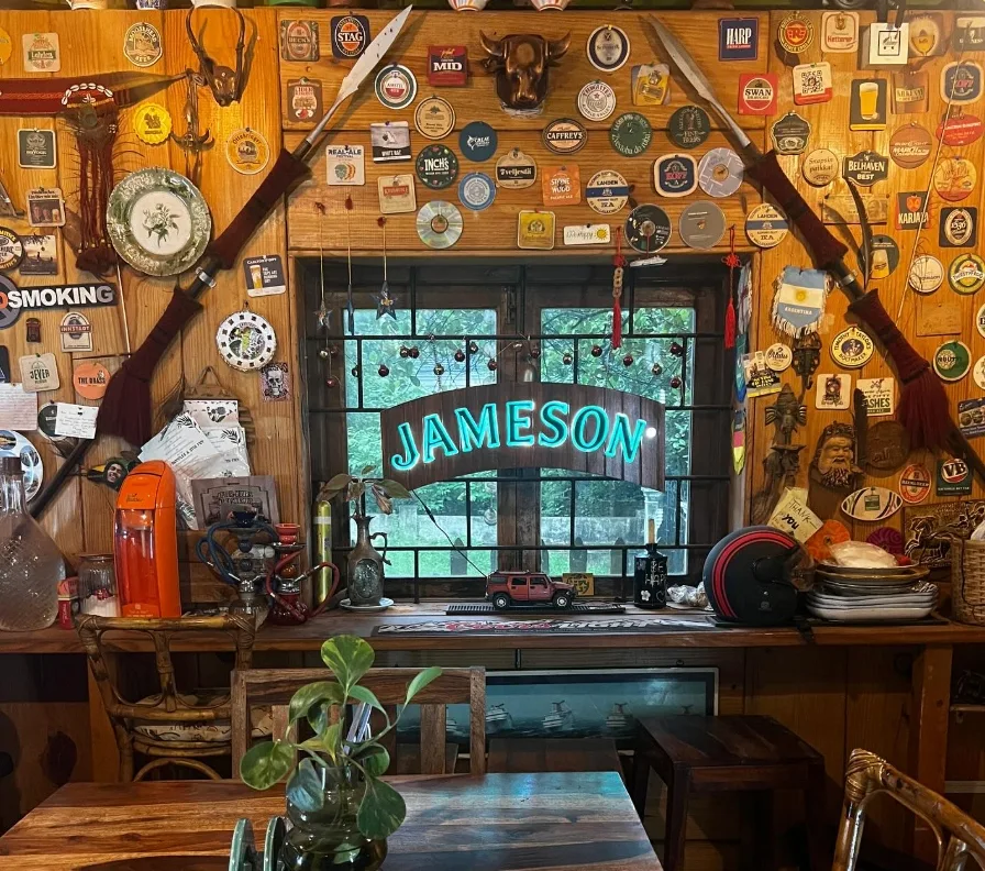 Warm intimate cocktail bar in Assagao, Goa