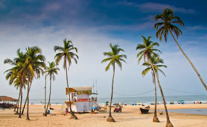 Cola Beach in South Goa showcasing the freshwater lagoon meeting the sea