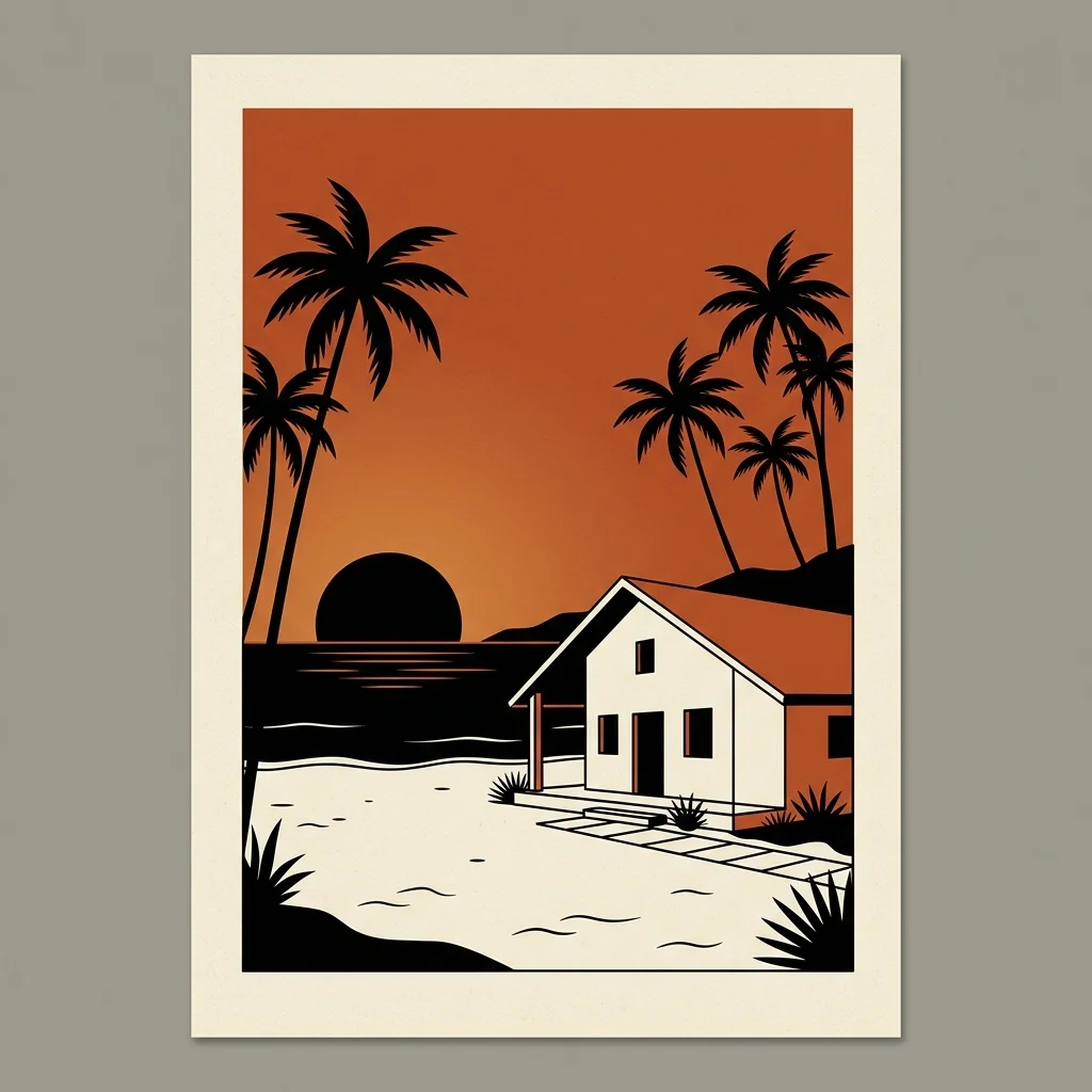 Goa beach house editorial illustration