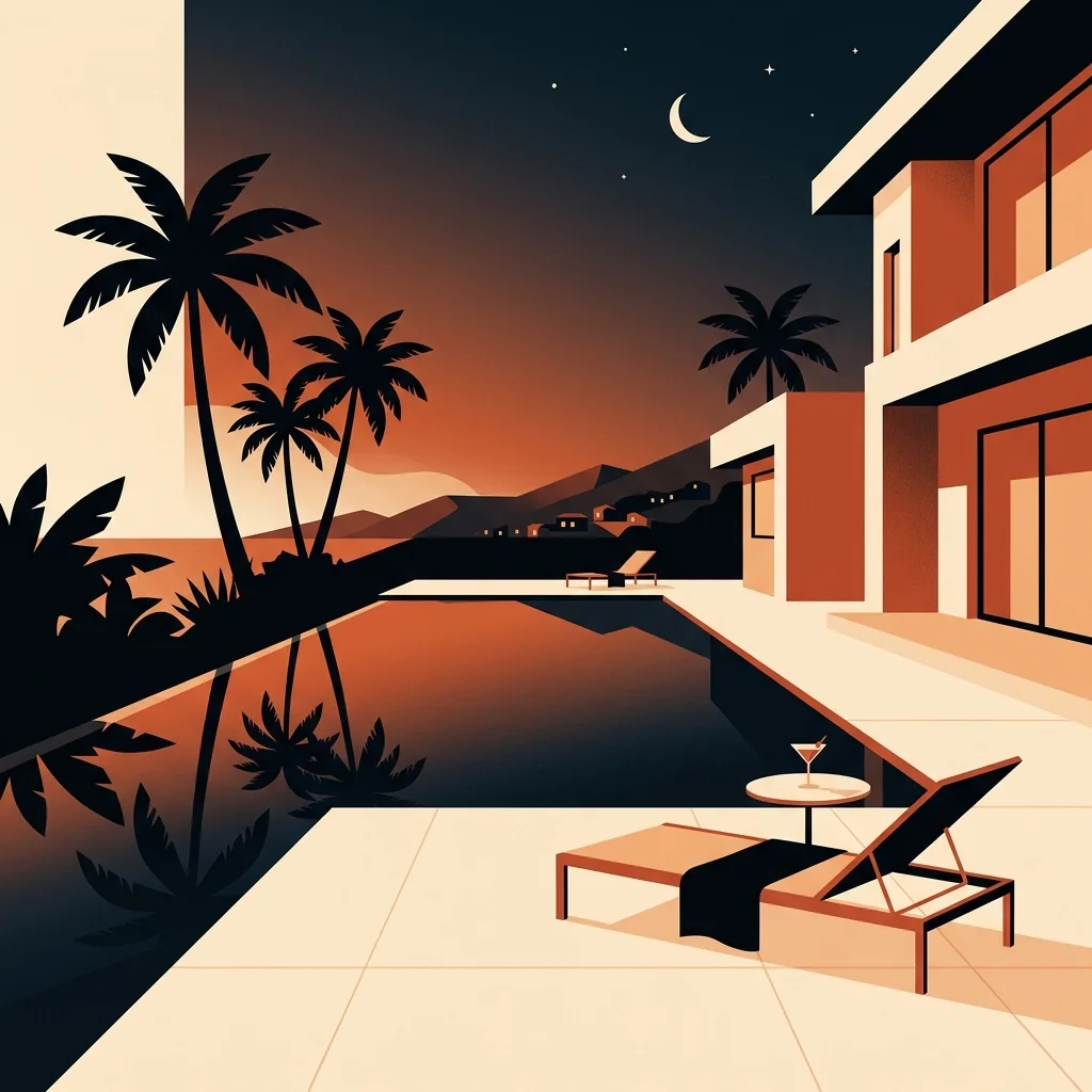 Real hosting in Goa villa pool deck illustration