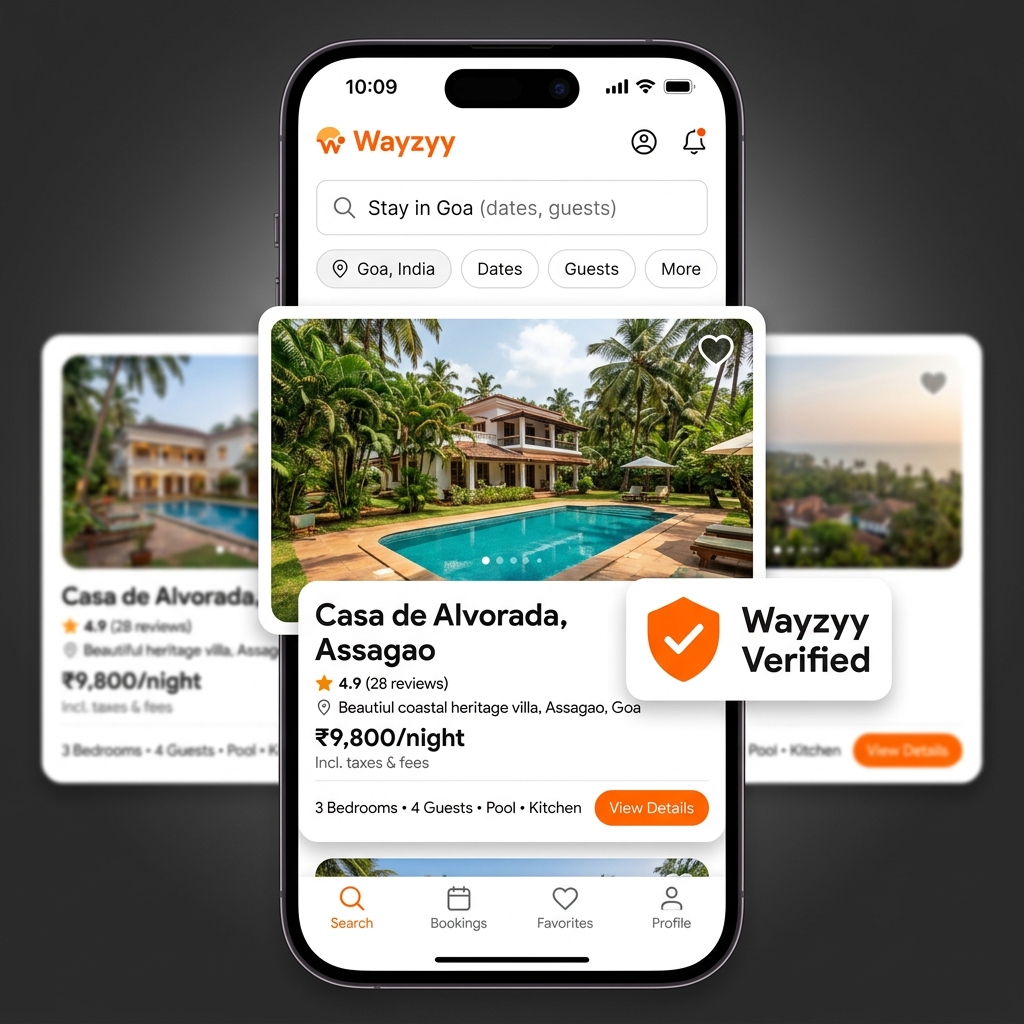 Wayzyy verified badge displayed on property detail card UI screenshot